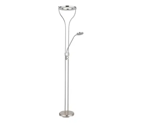 Lampy Globo 59038ND - LED stmievateľná stojacia lampa EBRO 20W/230V + 4W matný chróm 59038ND