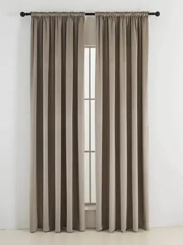 Závesy MKLozkoviny.sk Zamatové zatemňovacie závesy Cesar cappuccino - 140 x 160 cm (2ks) - riasiaca stuha