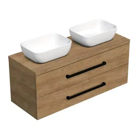 Kúpeľňový nábytok Kúpeľňová skrinka s čiernou úchytkou a krycou doskou SAT Cube Way 120x47,5x46 cm dub Hickory mat CUBE46C1203DH45 CUBE46C1203DH45