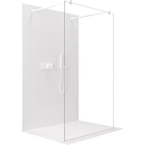 Sprchové dvere CERANO - Sprchová zástena Walk-in Onyx Duo Ľ/P - 8 mm - guľatá vzpera - biela matná, transparentné sklo - 70x200 CER-8050BD2145