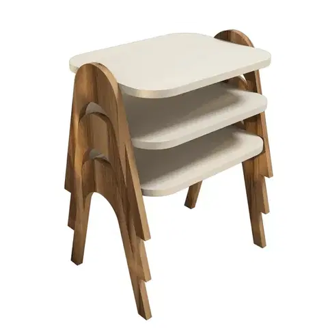 Konferenčné stolíky Odkladací stolík Paris Cream, 3 ks