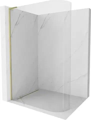 Sprchové dvere MEXEN/S - KiotoL Sprchová zástena WALK-IN 80 x 200, transparent, zlatá kartáčovaná 800-080-103-55-06