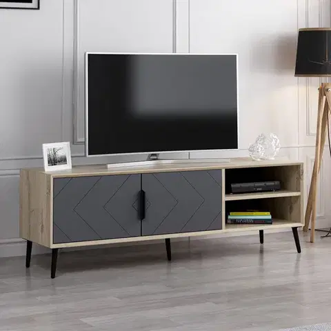 TV stolíky JOEY TV stolík na nožičkách, dub / antracit