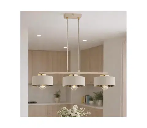 Svietidlá BRILAGI - Luster na lanku SPRING 3xE27/60W/230V béžová/zlatá 76-006B