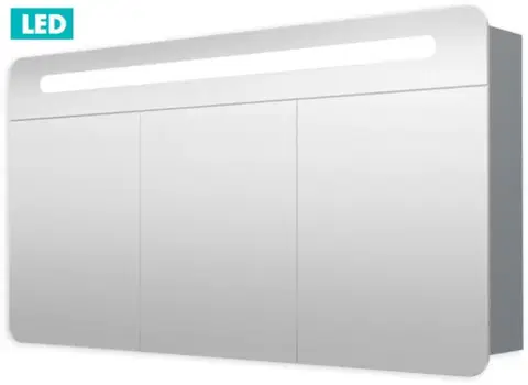 Kúpeľňové zrkadlá Naturel - Zrkadlová skriňa 120 cm, 3 dvere, LED osvetlenie, zásuvka + vypínač, IP44 GALPIR120LED GALPIR120LED