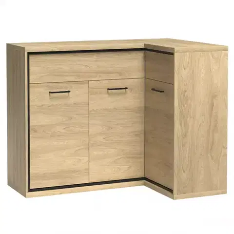 Komody do spálne Komoda Rohová M15 Mediolan Natural Hikora