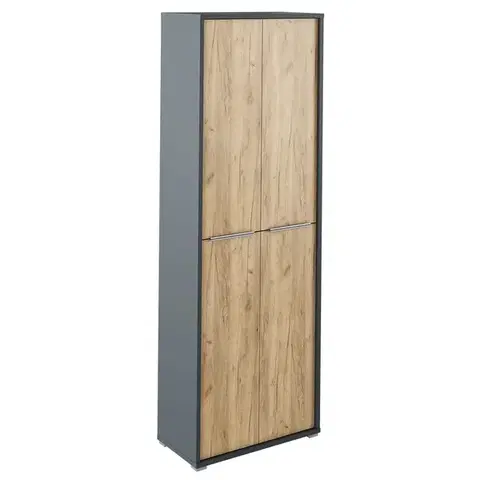 Kancelárske skrine KONDELA Rioma New Typ 05 policová skriňa grafit / dub artisan