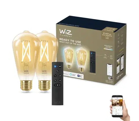 LED osvetlenie SADA 2xLED Stmievateľná žiarovka ST64 E27/7W/230V 2000-5000K CRI 90 Wi-Fi + DO-WiZ 871951455015501