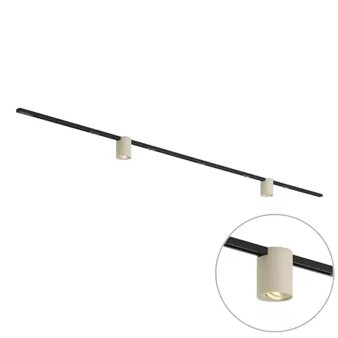 Koľajnicové svetelné systémy Modern Track Lighting System Black with 2 Beige Spotlights 1-Phase - Iconic Rondoo Up