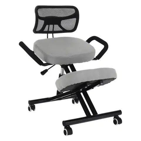 Jedálenské stoličky KONDELA Rufus ergonomická kľakačka na kolieskach sivohnedá (taupe) / čierna