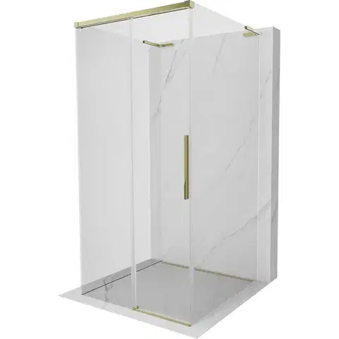 Sprchovacie kúty MEXEN/S - Rox-3S L sprchový kút 3 stenný, posuvný 120 x 120, transparent, zlato 8C2L-120-120-50-00-3S