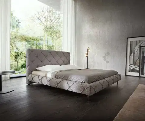 Čalúnené postele DELIFE Čalúnená posteľ Nayara 180x200 cm bouclé strieborno sivá