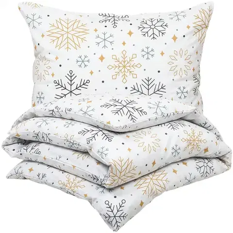 Obliečky 4Home Flanelové obliečky Frosty snowflakes, 140 x 220 cm, 70 x 90 cm
