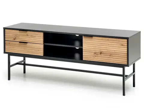 TV stolíky HALMAR Murano RTV-1 tv stolík čierna / dub artisan