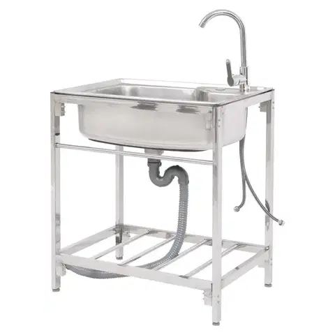 Kuchynské drezy KONDELA Inox New nerezový kuchynský drez 68x44 cm strieborná