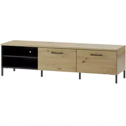 Podkrovný nábytok TV stolík Lucas 25 dub artisan/čierna mat