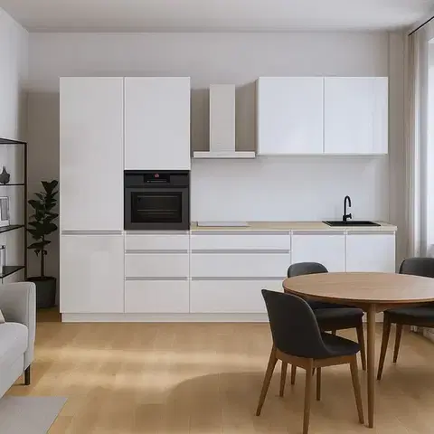 Kuchynské linky KONDELA Asti 330 kuchynská linka 330 biela extra vysoký lesk / biela