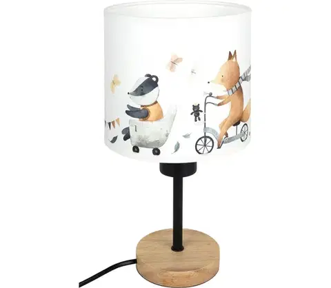 Lampy BRILAGI - Stolová lampa BOBO WOOD 1xE27/25W/230V dub/čierna/biela/zvieratká BG1567+BG5578