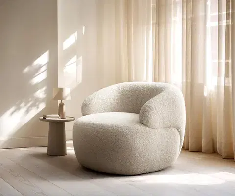 Lounge kreslá DELIFE Lounge kreslo Nova 88×88 cm barančekový potah béžová