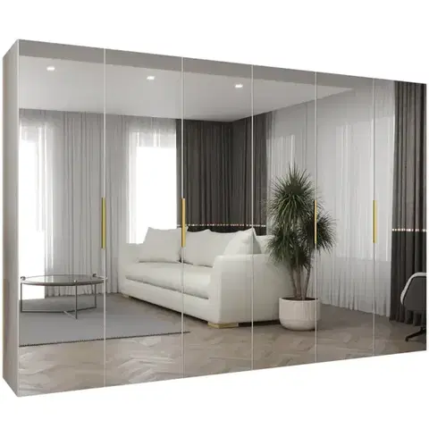 Šatníkové skrine Skriňa Marbella III 300 biela/zlatá