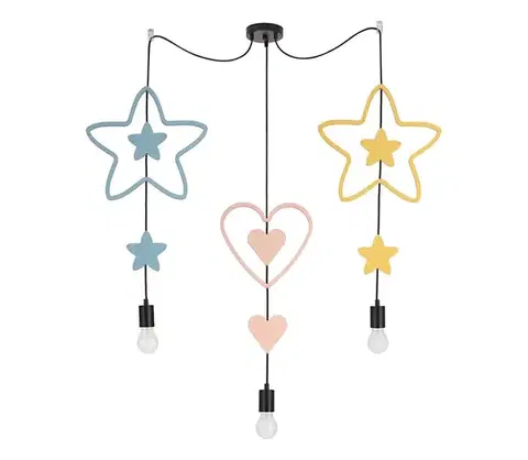 Svietidlá  Detský luster na lanku TRIO 3xE27/20W/230V modrá/ružová/žltá 33-27511