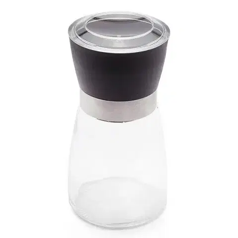 Kuchynské náčinia Kinekus Mlynček ručný na korenie a soľ, 170 ml, sklo/UH čierny