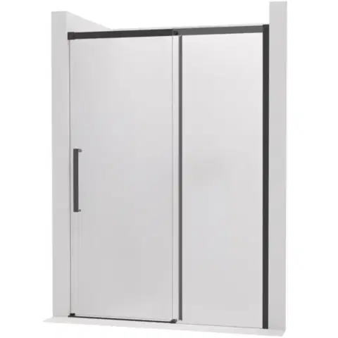 Sprchovacie kúty CERANO - Sprchové posuvné dvere Lantono - pravá - 8 mm - Soft-Close - čierna matná, mliečne sklo - 140x195 CER-663163