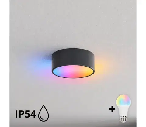 Svietidlá BRILAGI - LED RGBW kúpeľňové stropné svietidlo CLARE 1xE27/12W/230V pr. 20 cm antracit IP54 BG5218+AI0579
