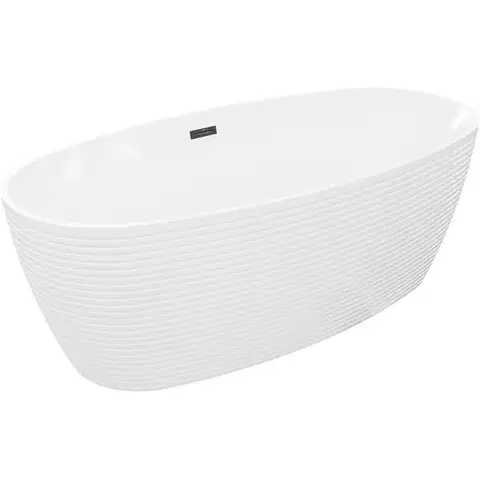 Vane MEXEN/S - Lira voľne stojaca vaňa vzor 170 x 80, biela, sifón a prepad čierna 52831708000-70