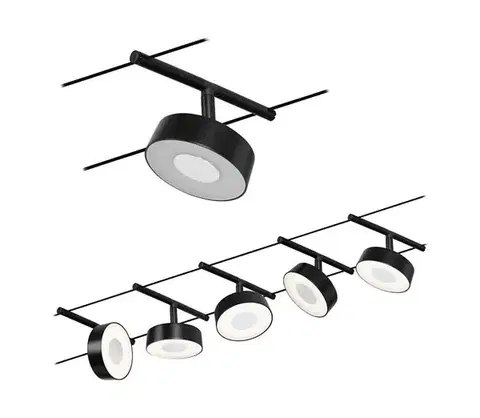 Svietidlá Paulmann 94479 - Súprava 5× LED 5 W, kompletný lanový systém CIRCLE 230 V, čierna 94479