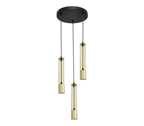 Svietidlá  LED Luster na lanku BARS 3xGU10/4,8W/230V zlatá/čierna W-KD 1115/3 GO