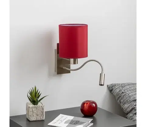 Svietidlá BRILAGI-LED Nástenná lampa NUBILA 1xE27/25W/230V+LED/3W chróm/pompej.červená BG1556+BG1579