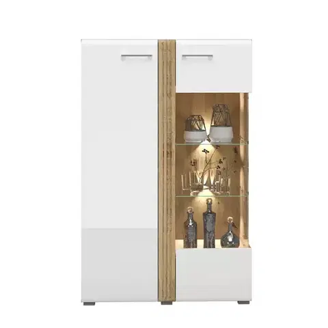 Vitríny a regály do obývačky Vitrína Adagio 03P dub castello/biely lesk
