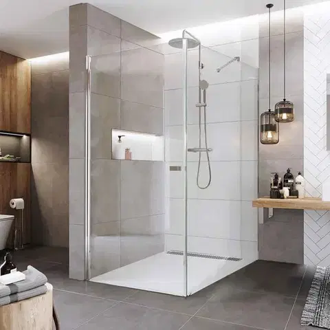 Sprchovacie kúty Mereo Sprchovací kút, Novea, obdĺžnik, pivotový, 80x100 cm, chróm ALU, sklo Číre, dvere L/P a pevný diel CK13913Z