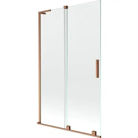 Sprchové dvere MEXEN/S - Velar L dvojkrídlová posuvná vaňová zástena 110 x 150, transparent, meď kartáčovaná 896-110-003-01-65