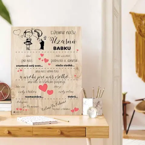 Tabuľky s venovaním (darčeky) Darček pre babku - Poďakovanie pre babičku na Vianoce a narodeniny - tabuľka