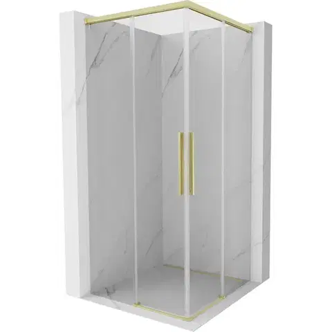 Sprchovacie kúty MEXEN/S - Rox Duo sprchovací kút posuvný 120 x 120, transparent, zlato kartáčovaná 8C2D-120-120-55-00