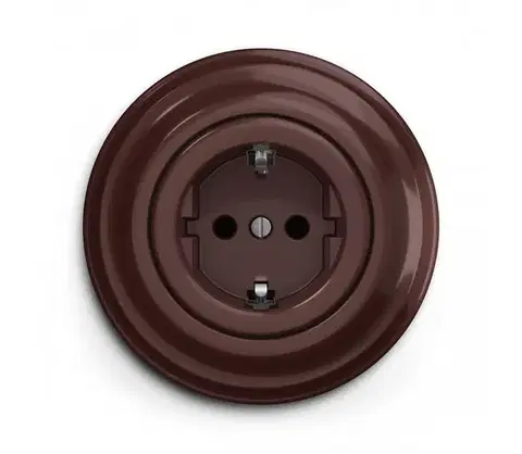 Predlžovacie káble lap - Retro domová zásuvka s rámčekom SCHUKO 230V/16A hnedá KA0034+KA0109