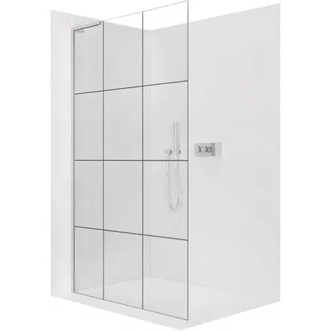 Sprchové dvere CERANO - Sprchová zástena Walk-in Onyx L-ľavá vzpera - 8 mm - chróm, industriálne sklo - 120x200 CER-8050BD1331