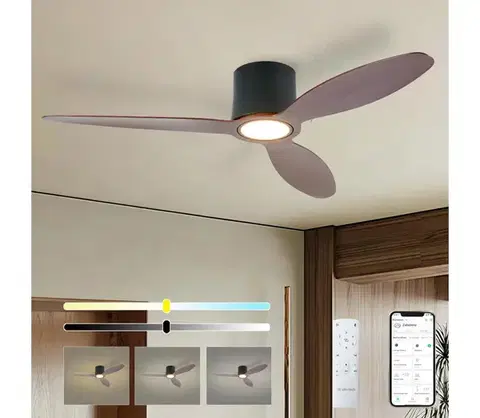LED osvetlenie ZE - stropný LED látor VENTORA LED/24W/230V Wi-Fi Tuya čierna/orech + diaľkové ovládanie ZEV034
