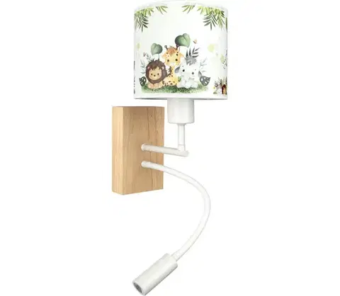 Svietidlá BRILAGI - LED Flex lampa BOBO WOOD 1xE27/25W/230V + LED/3W dub/biela/zelená/džungľa. BG1565+BG5588