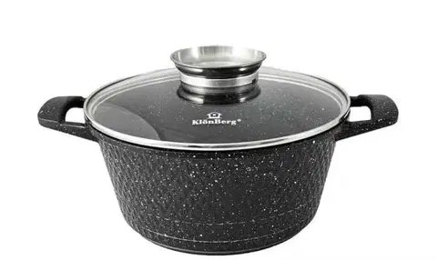 Hrnce KLÖNBERG Hrniec hliníkový + pokrievka 5,5L, 26x13cm, DIAMANT 3D, čierny