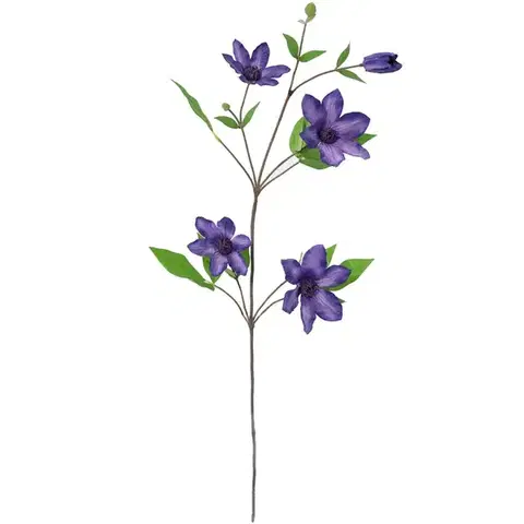 Záhradné dekorácie Umelý 4-kvetý plamienok v kvetináči clematis 75 cm