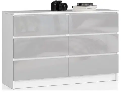 Komody a skrinky Moderná komoda, SOPHIE120, biela / metalický lesk