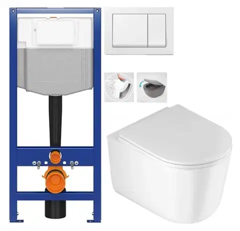 Závesné wc sety CERSANIT predstenový inštalačný systém s bielym tlačidlom K97-516 + WC DEANTE Jasmin so sedadlom RIMLESS /VÍROVÉ SPLACH/ K97-526 516 JA1