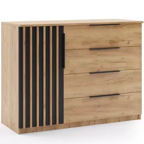 Komody do spálne Komoda Sorento II 120 craft zlatý/čierna