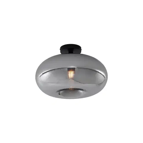 Stropné osvetlenie Art Deco stropné svietidlo čierne s dymovým sklom 40 cm - Busa