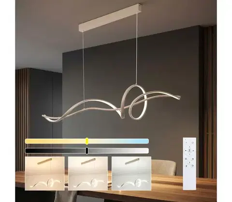 Svietidlá BRILAGI - stmievateľný LED závesný luster na lanku SIGNATURE LED/55W/230V 120x23 cm béžový + diaľkový ovládač BRI914