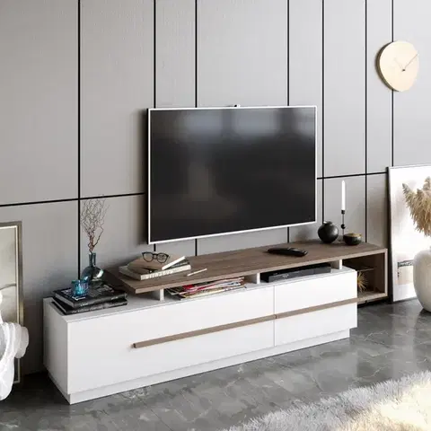 TV stolíky TV stolík Pia - Walnut, White