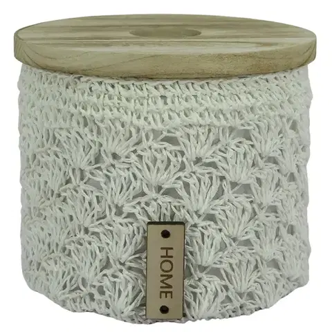 Kúpeľňové doplnky Okrúhly háčkovaný košík m.pr.21cm h18cm